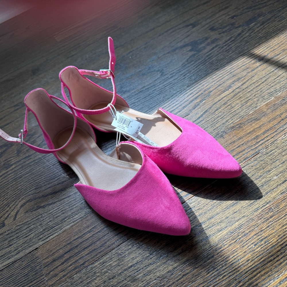 Pink Women's Ankle Strap Flats